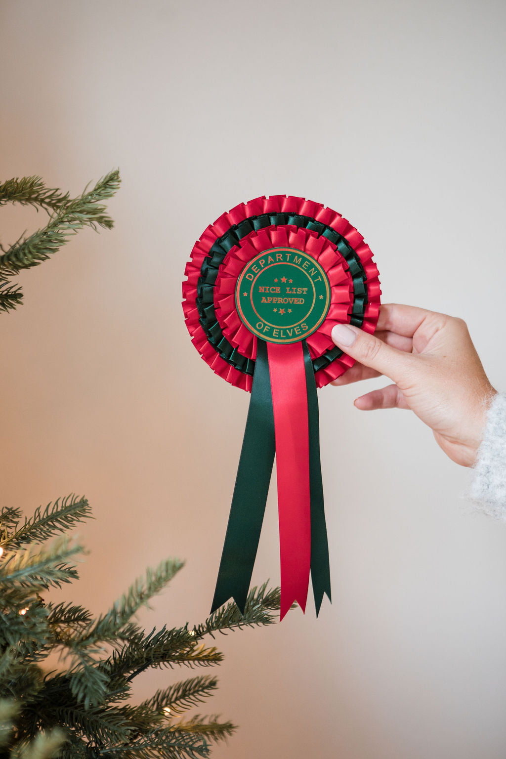 Nice List Rosette Badge (Red)