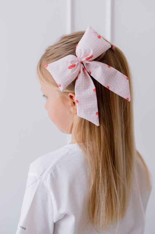Gingham Cherry Hair Bow
