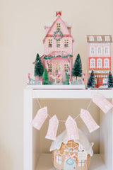 Pink gingerbread house bunting