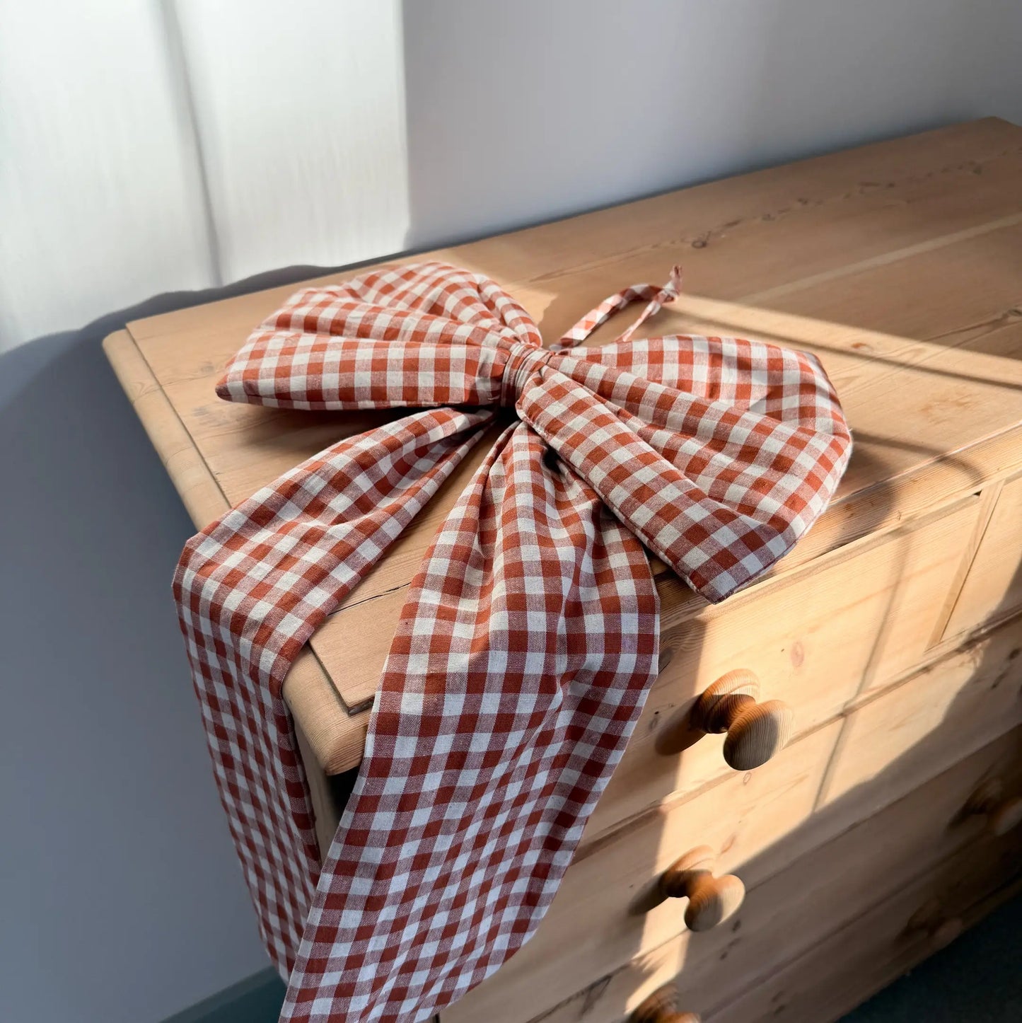 Oversized Bow - Rust Red Gingham
