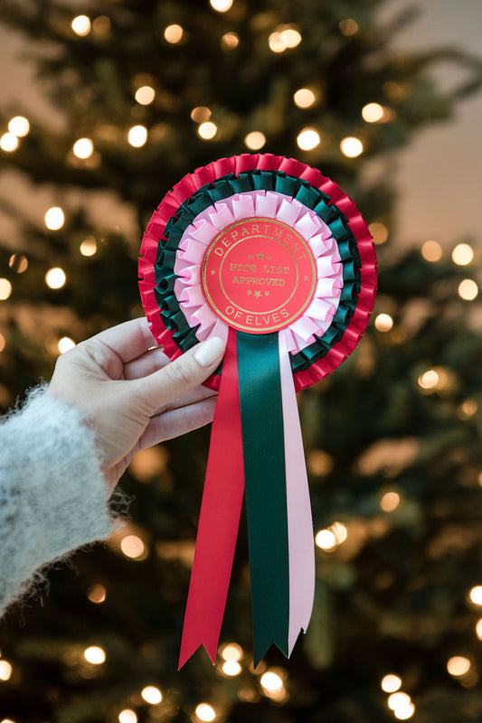 Nice List Rosette Badge (pink)